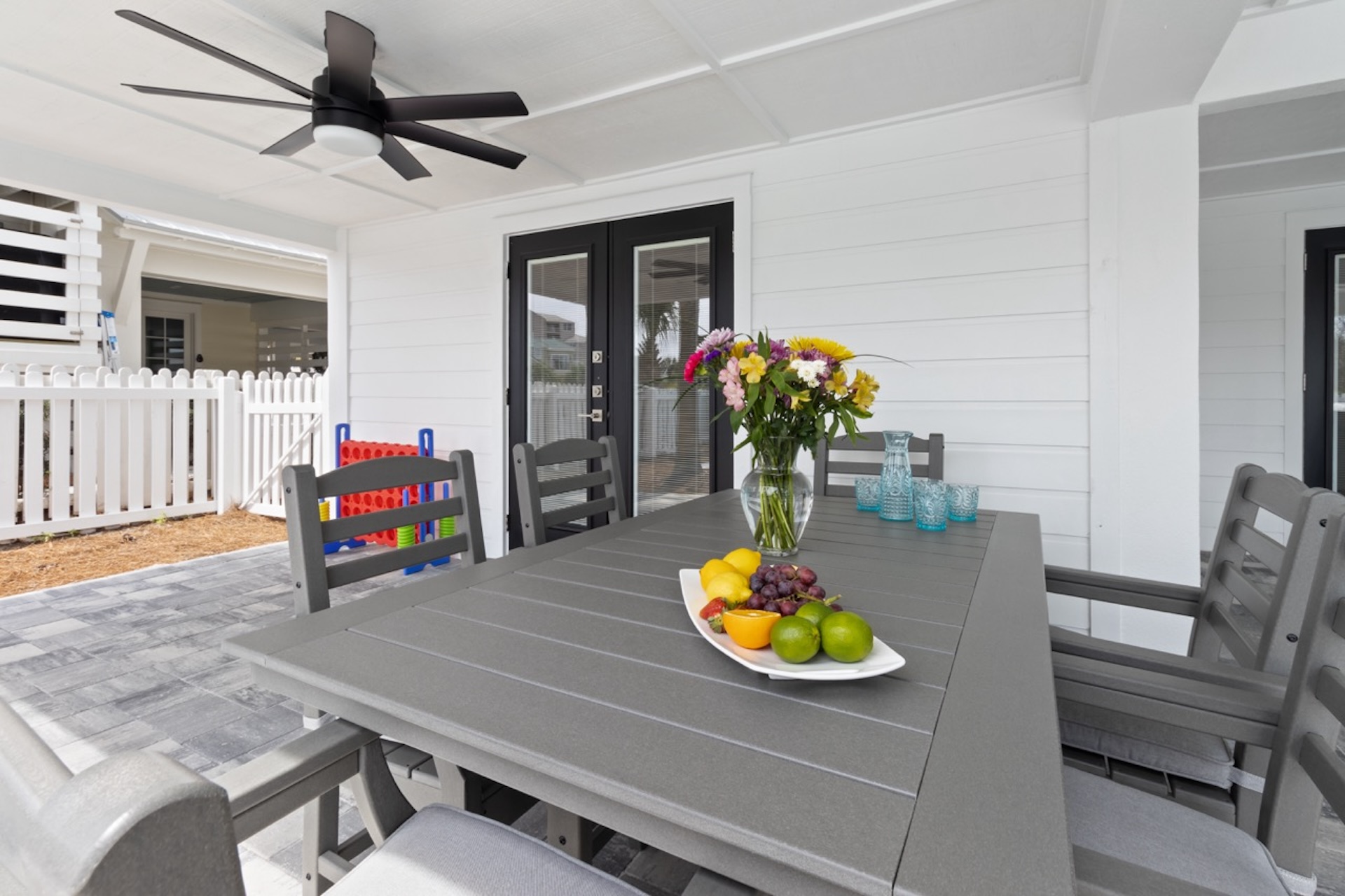 Outdoor dining and play area