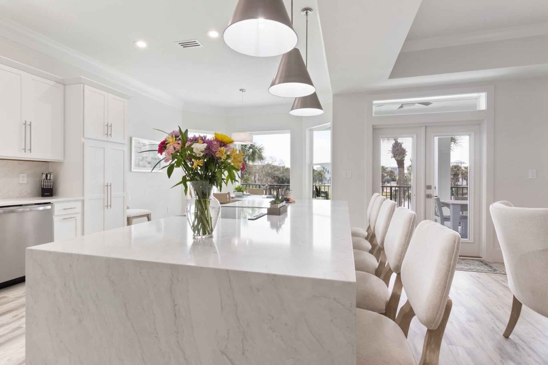 Waterfall edge island