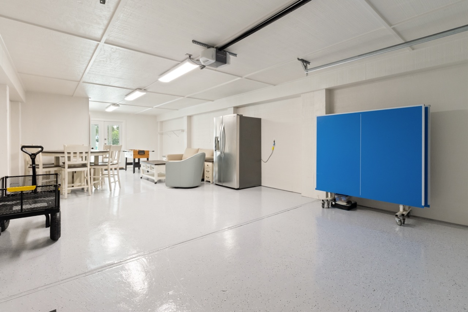 Garage with convenient second refrigerator