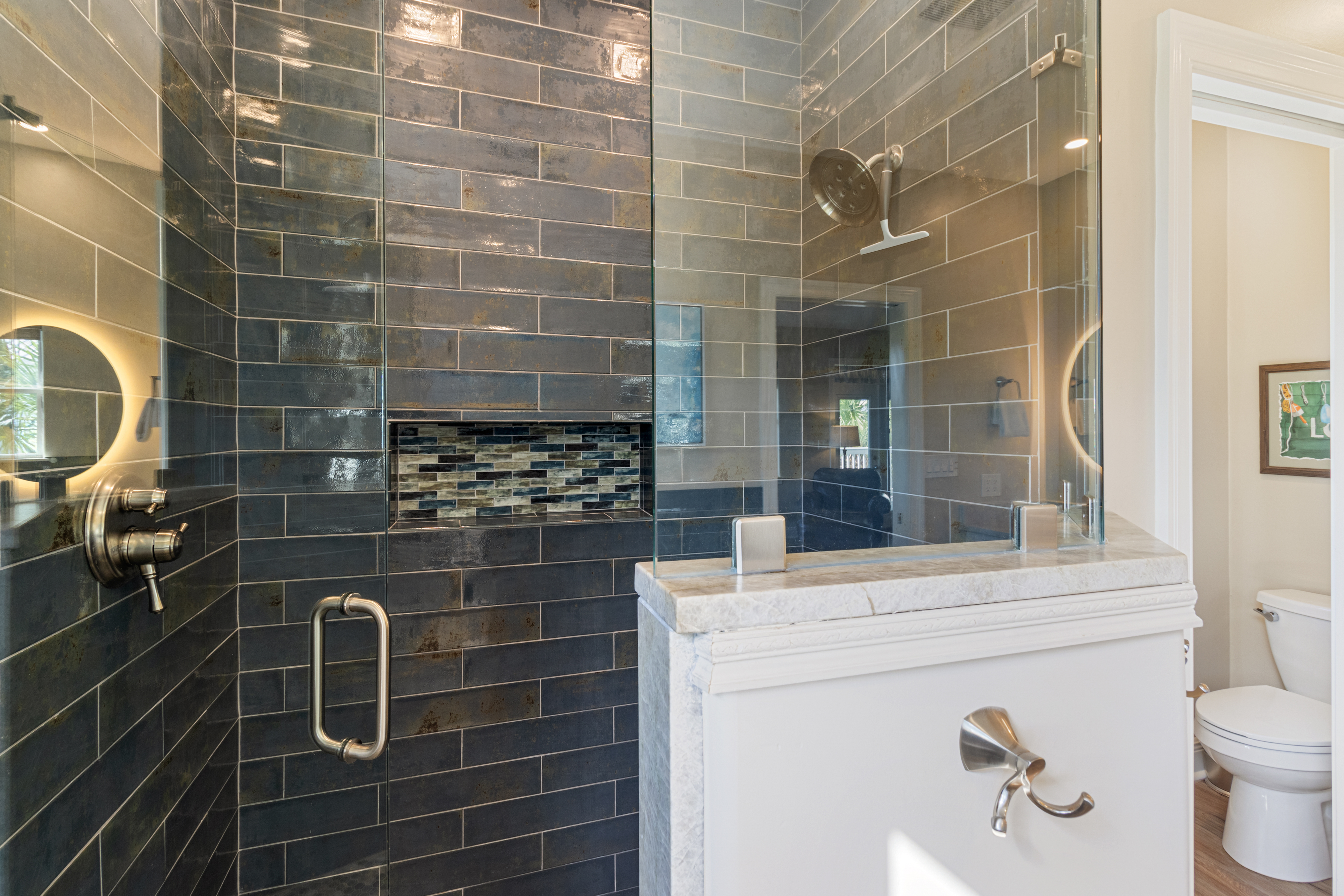 Spacious primary walk-in shower