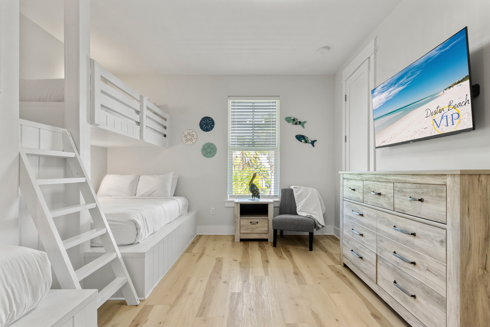 Fun bunkroom with smart TV