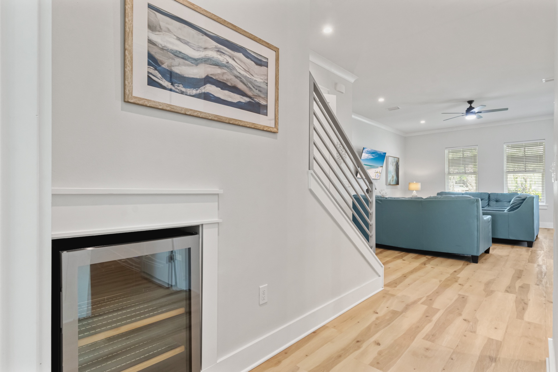 Wine cooler in hallway