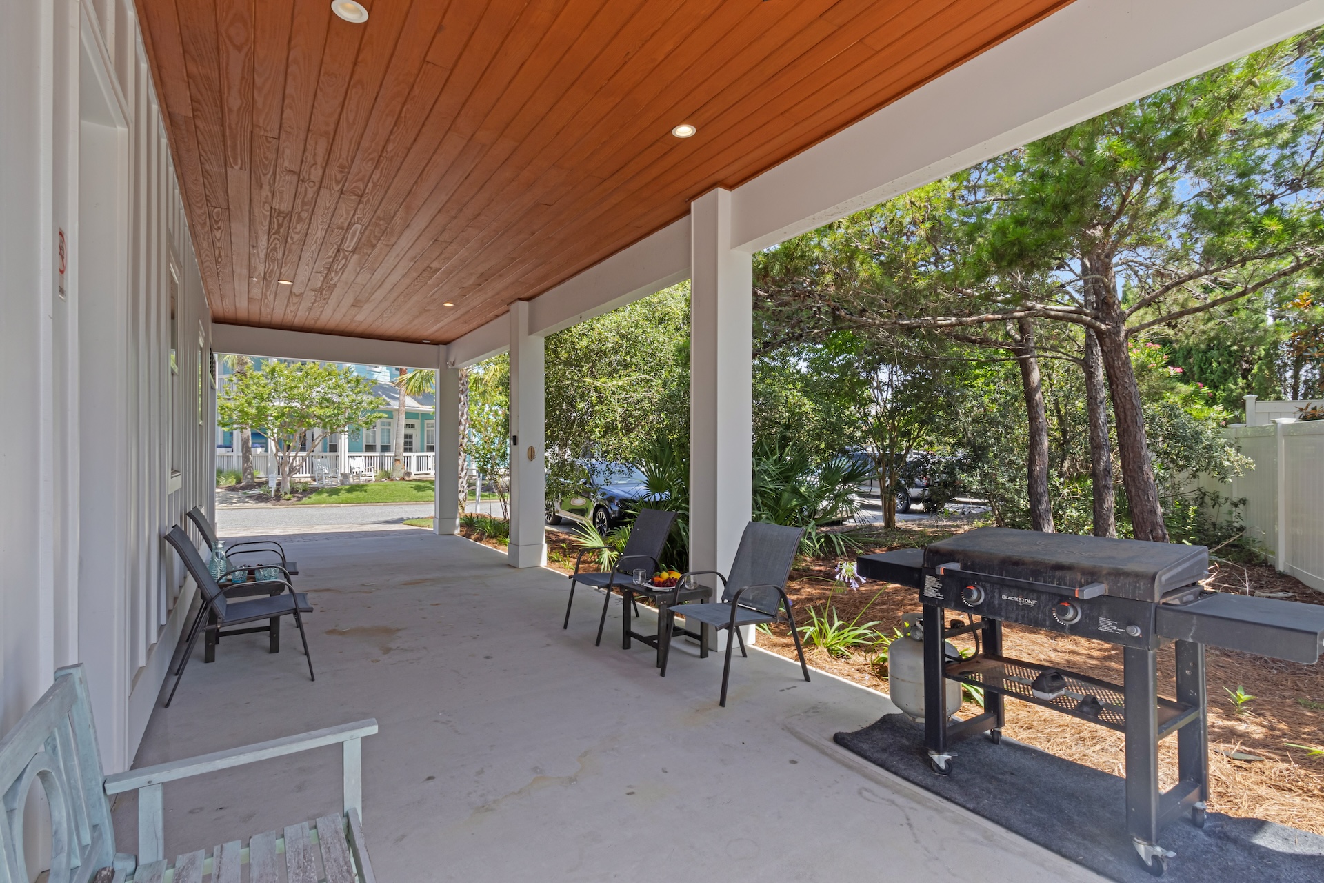 Patio seating with blackstone grill