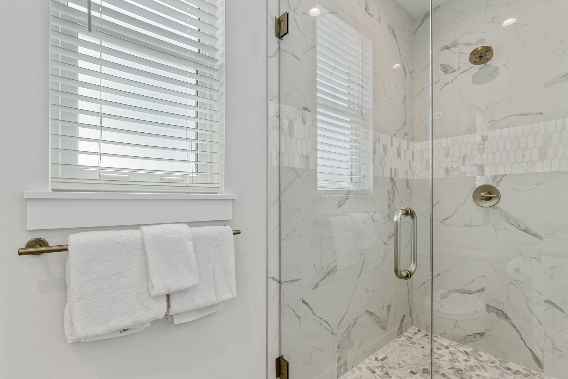 Spacious walk-in shower