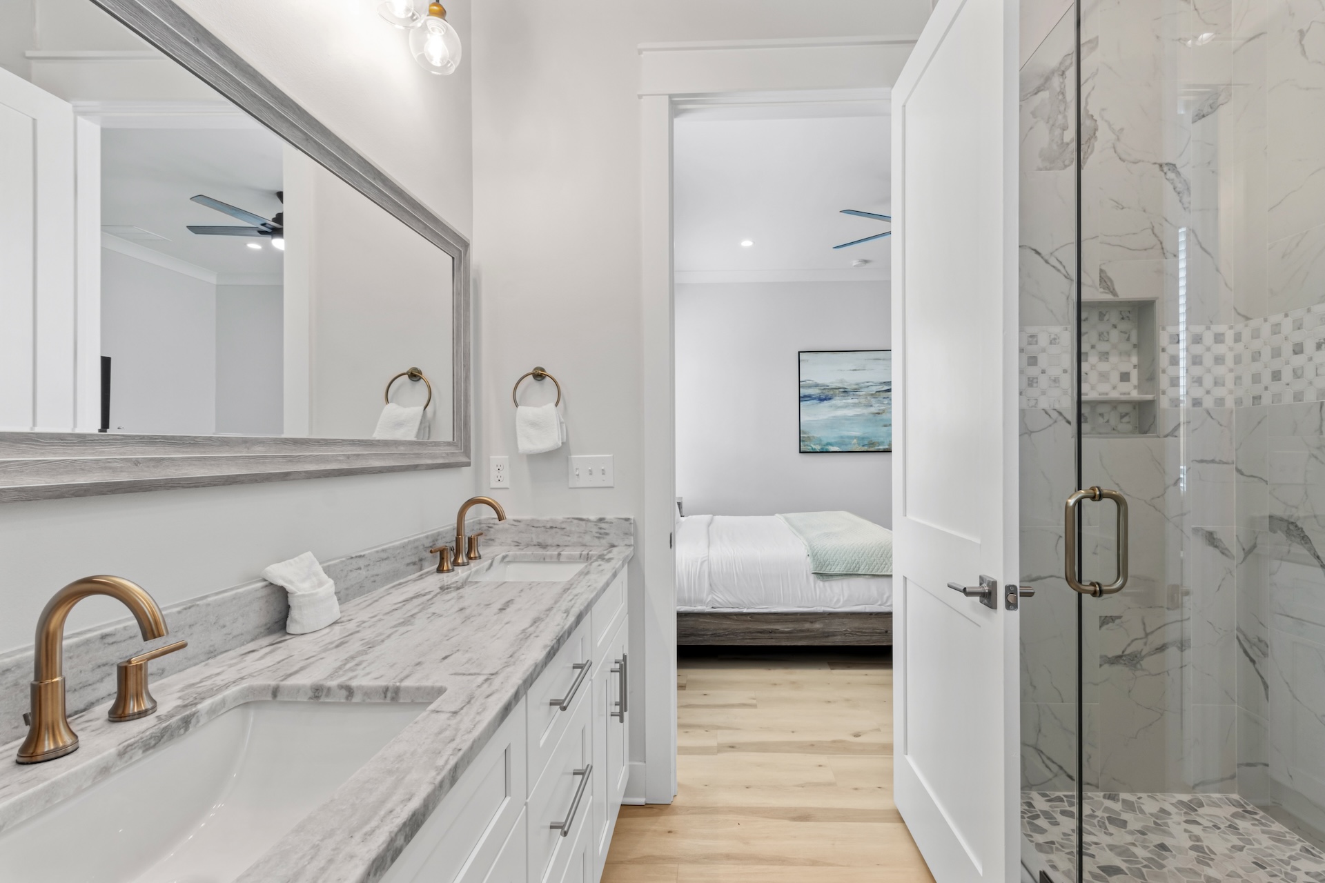 Primary bathroom double vanity