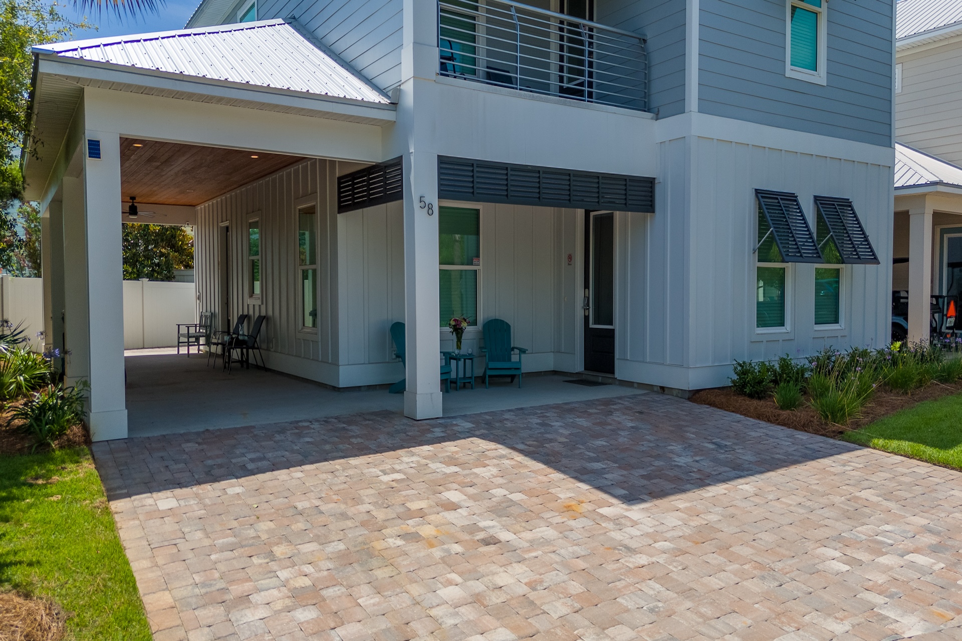 Large driveway and outdoor patio