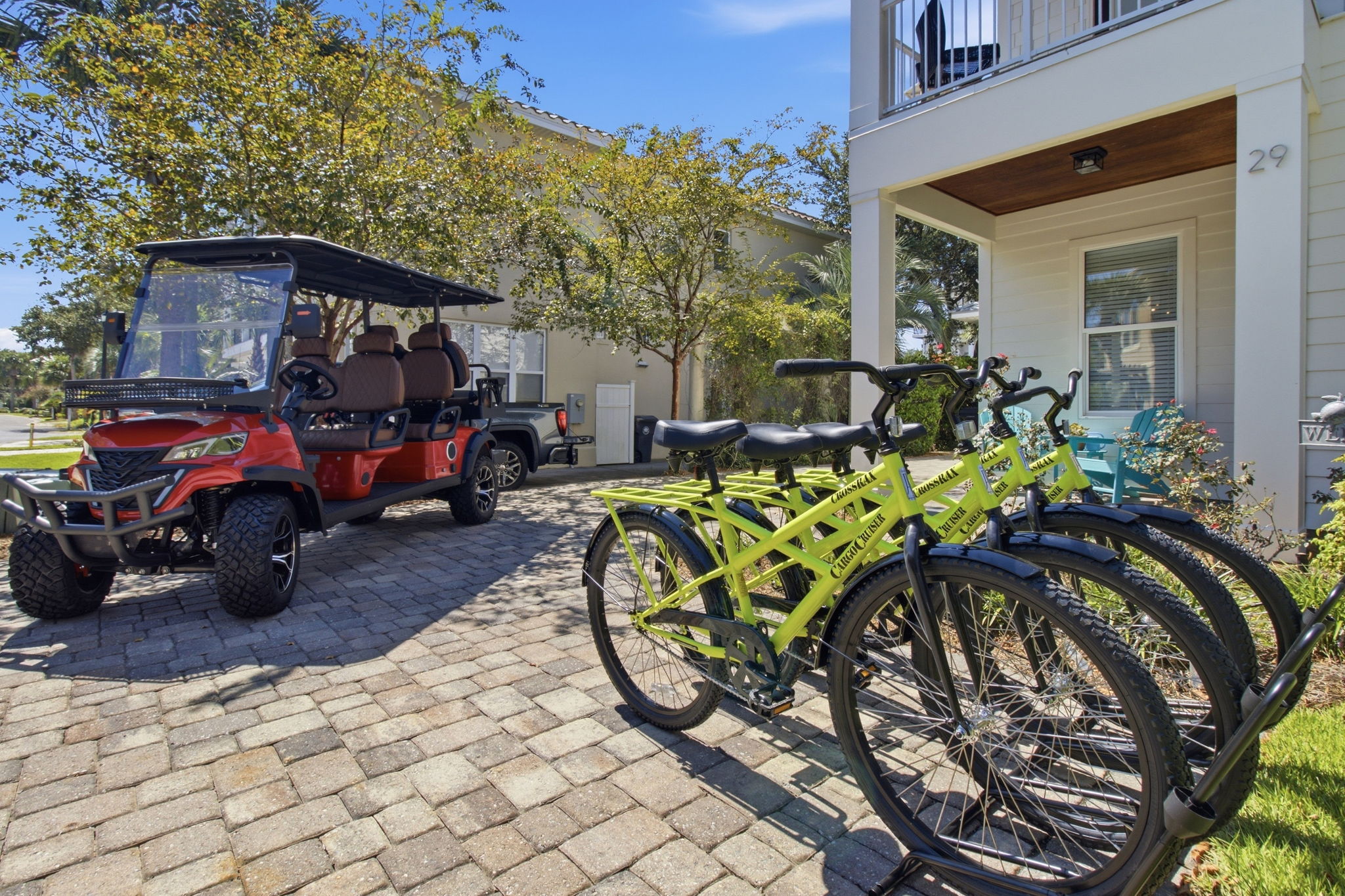 Enjoy the golf cart and bikes