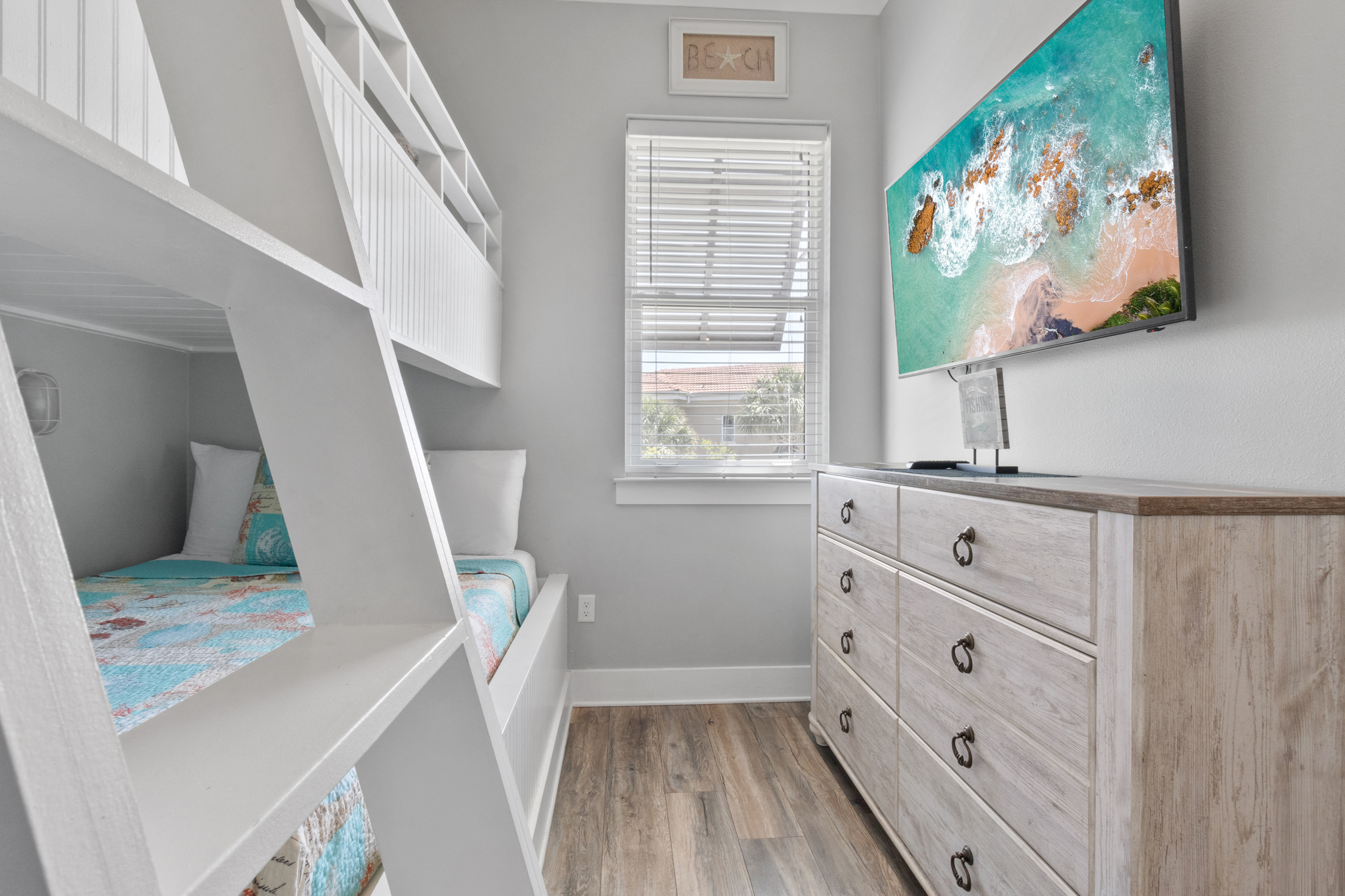 Fun bunkroom with smart TV