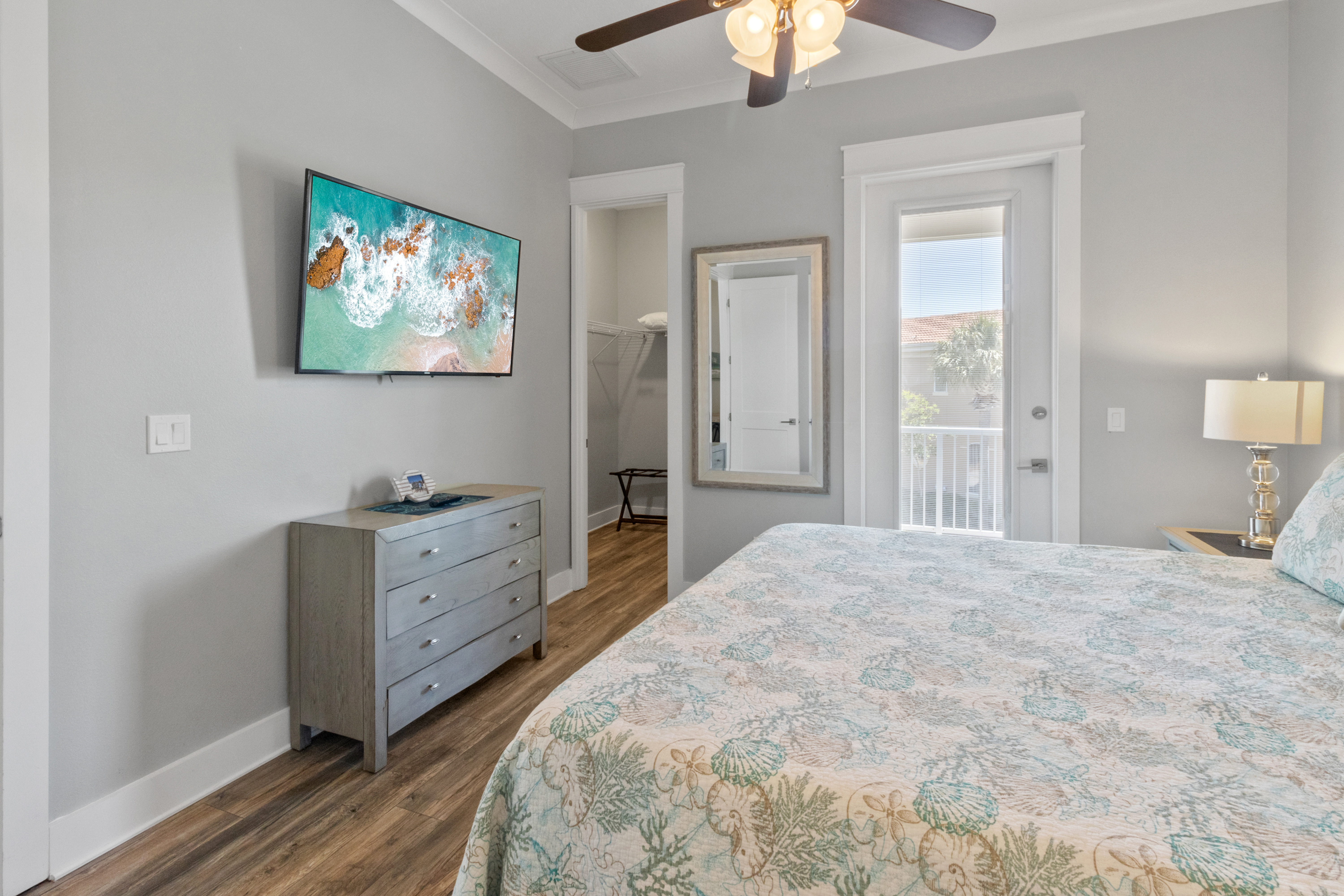 Second floor king guest bedroom with balcony access