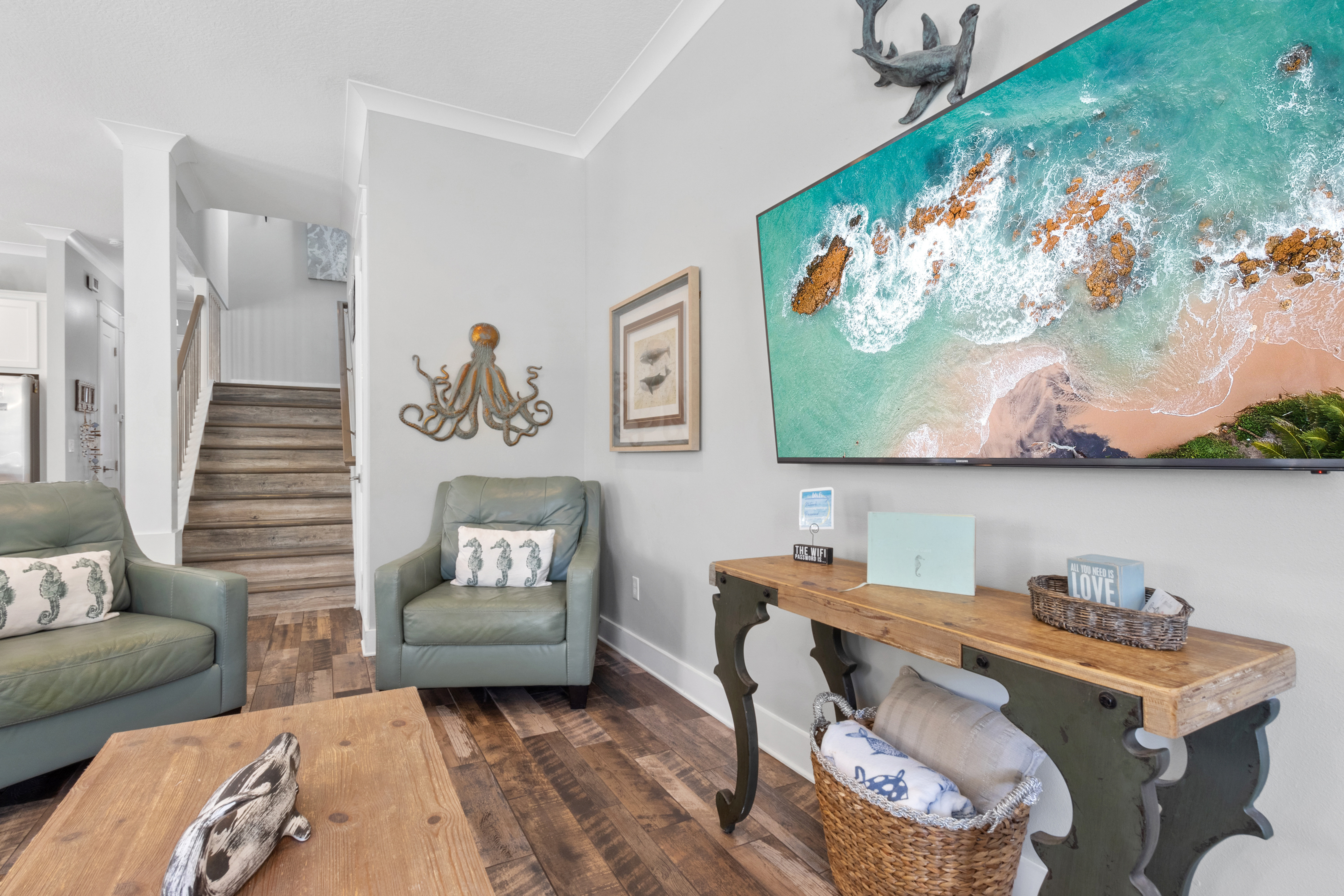 Large smart TV in living area