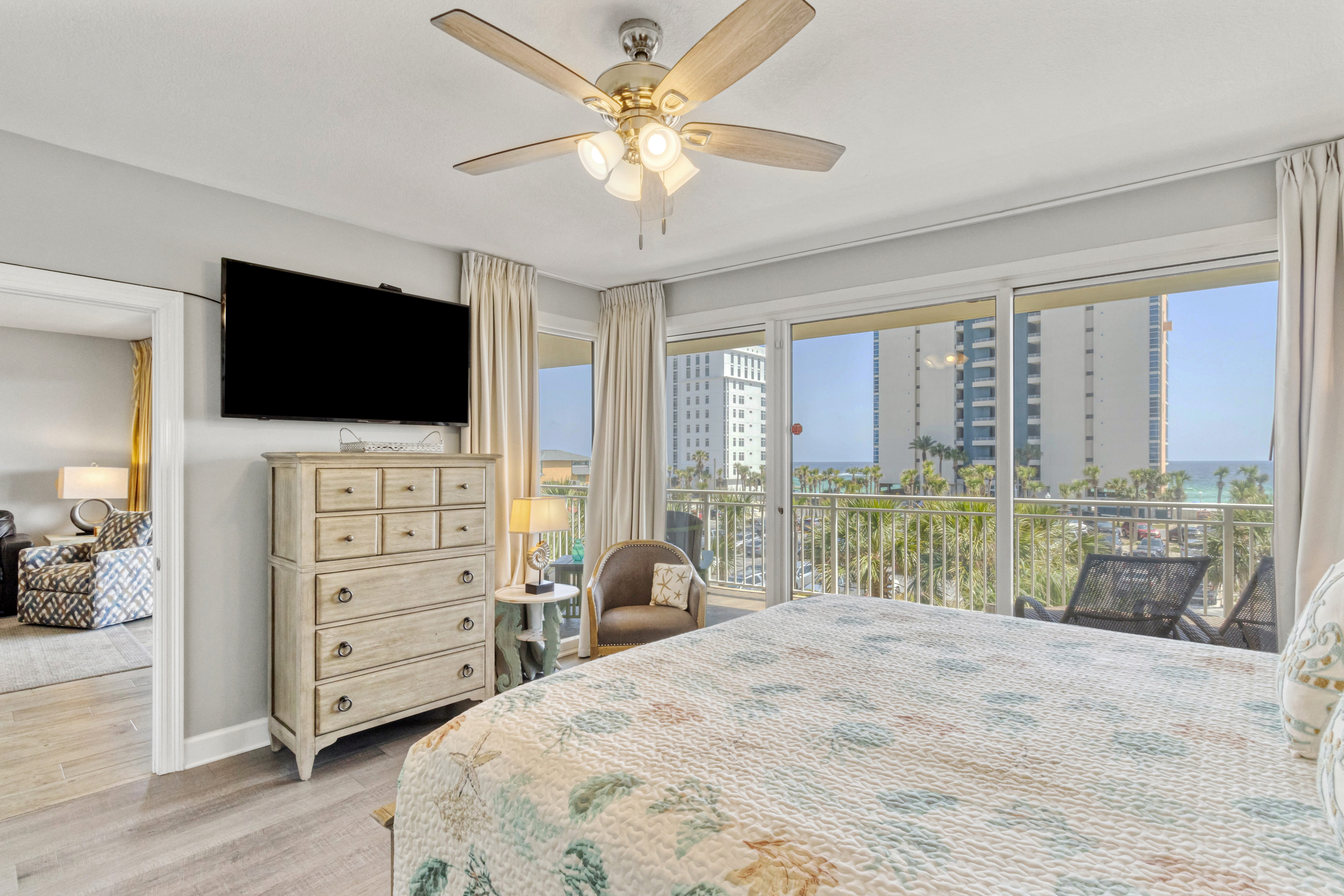 Spacious primary suite with gulf view