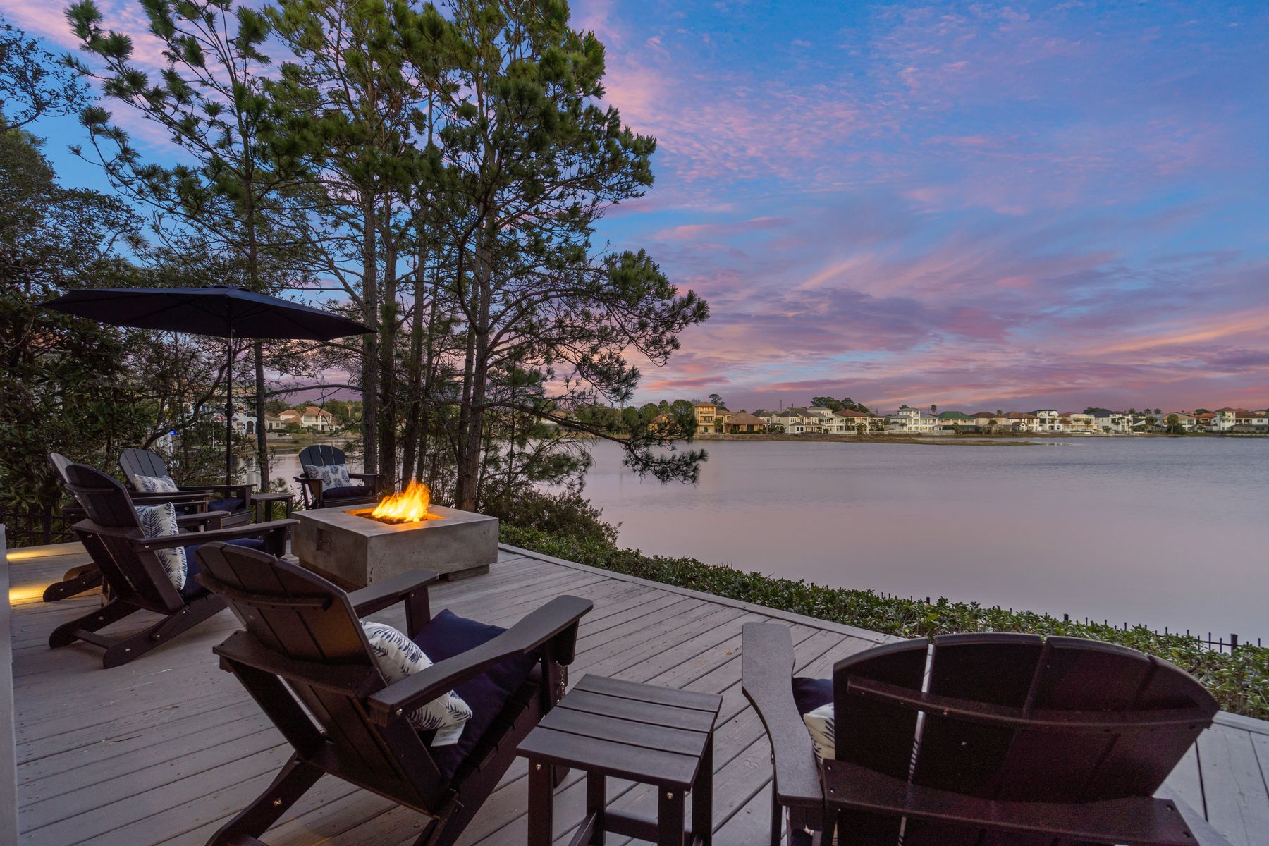 Wind down with the fire pit at sunset