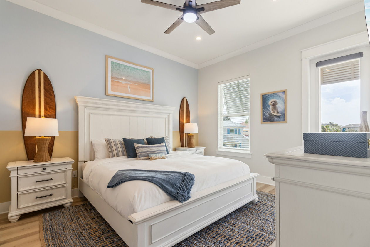 Guest king bedroom 1 with balcony access and ensuite - second fl