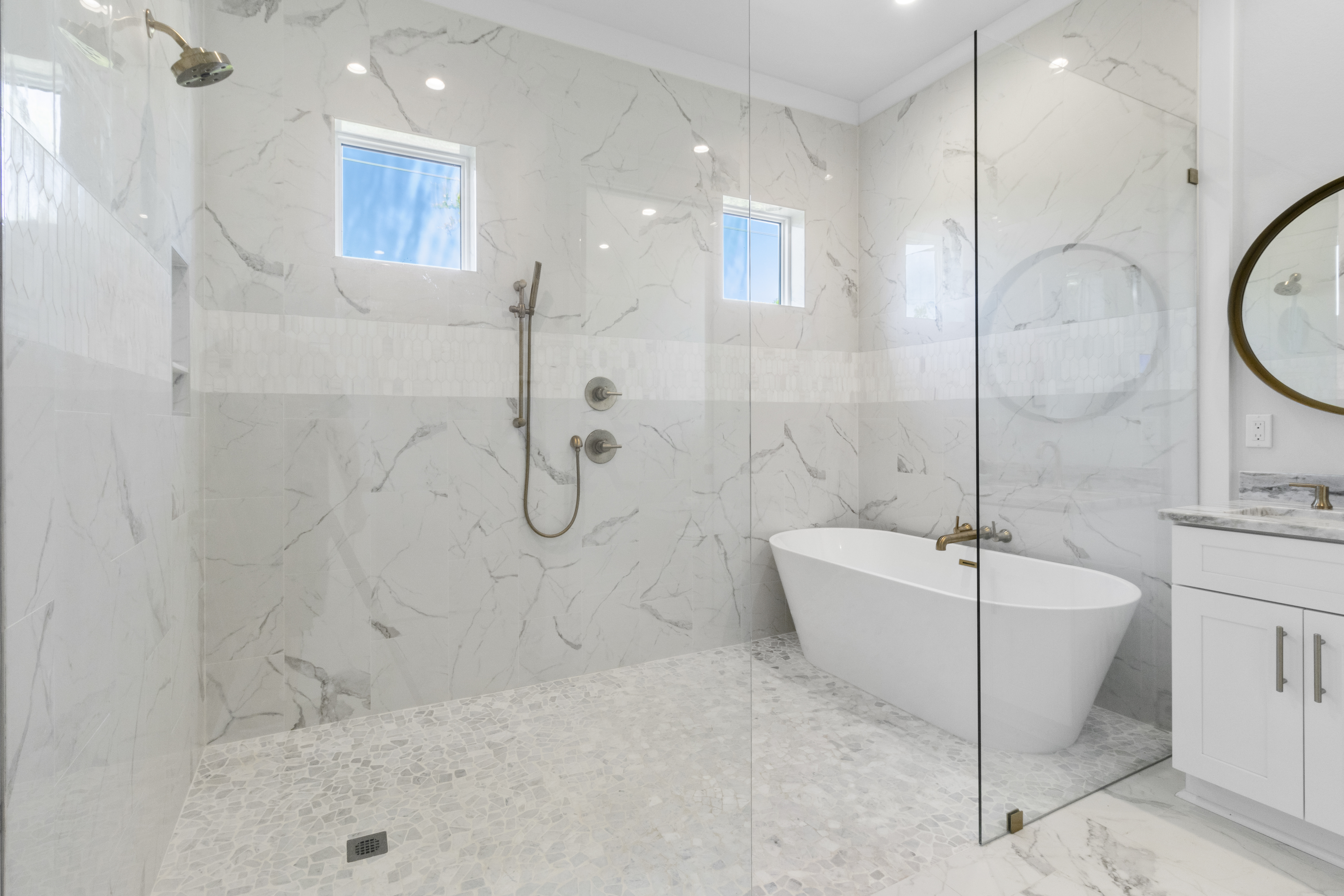 Spacious primary walk-in shower