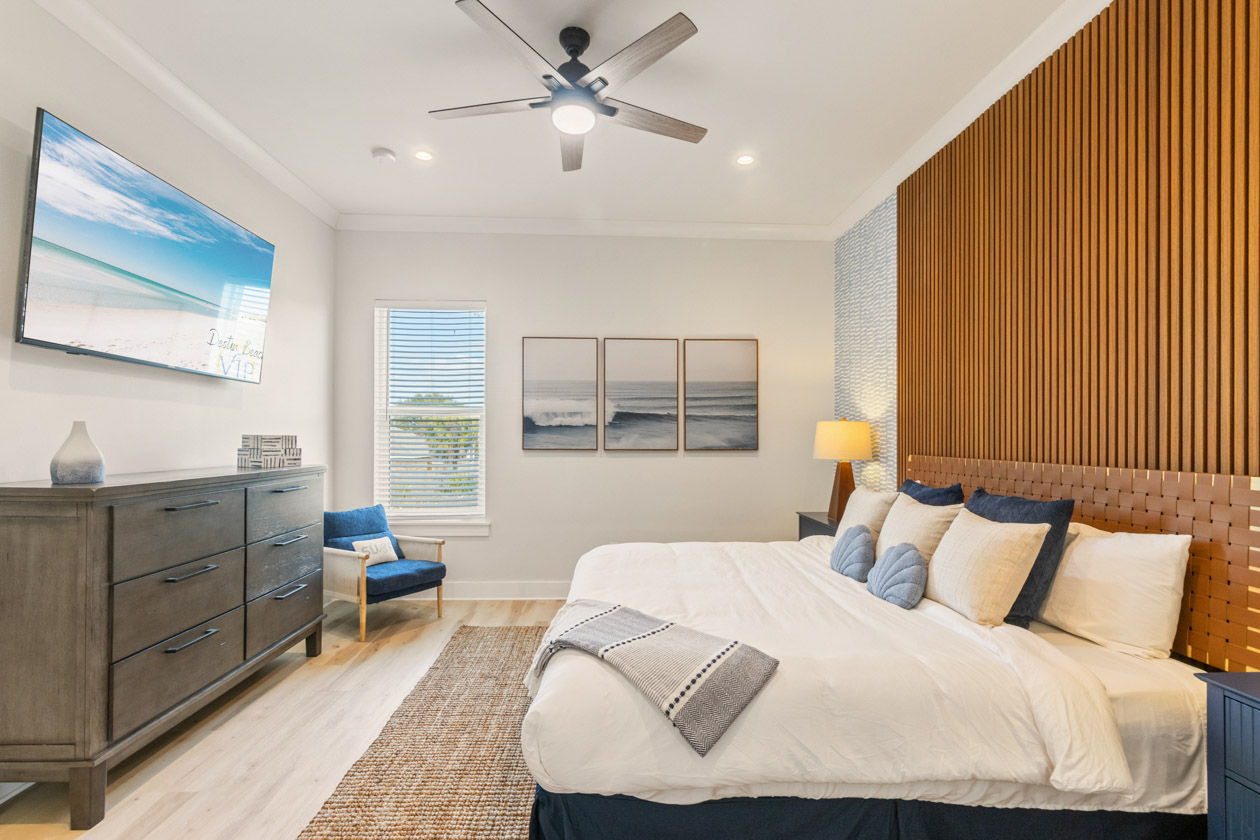 Guest king bedroom 2 with modern accoustic wall panels