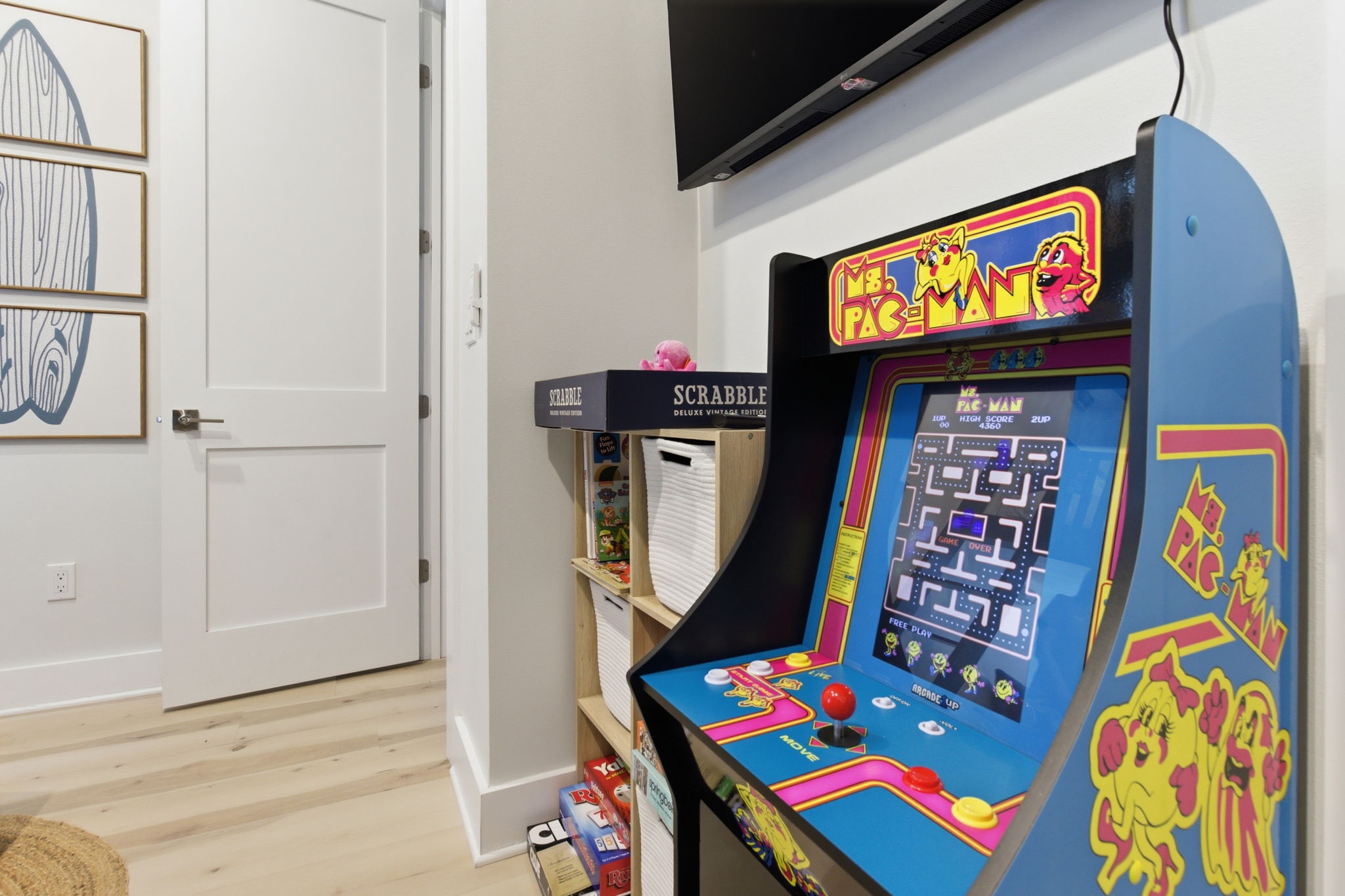 Fun Pac Man game in bunk room