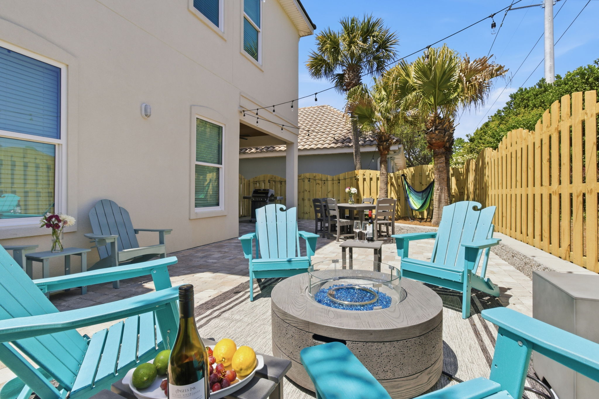 Backyard fire pit and seating