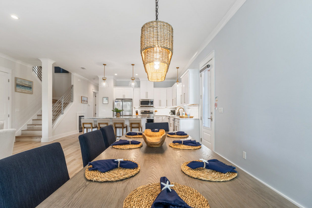 Dining table with seating for 8