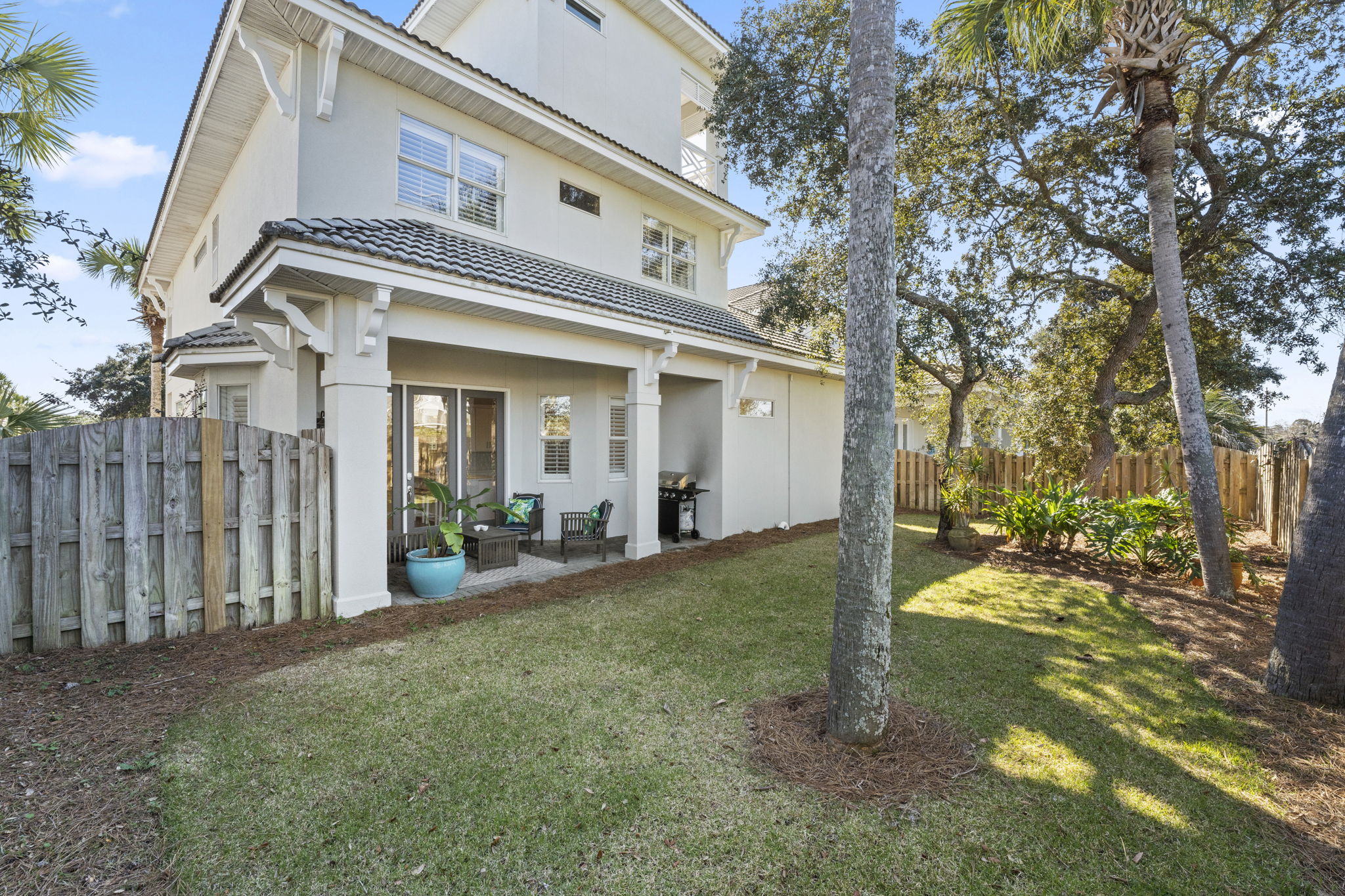 Large fenced backyard