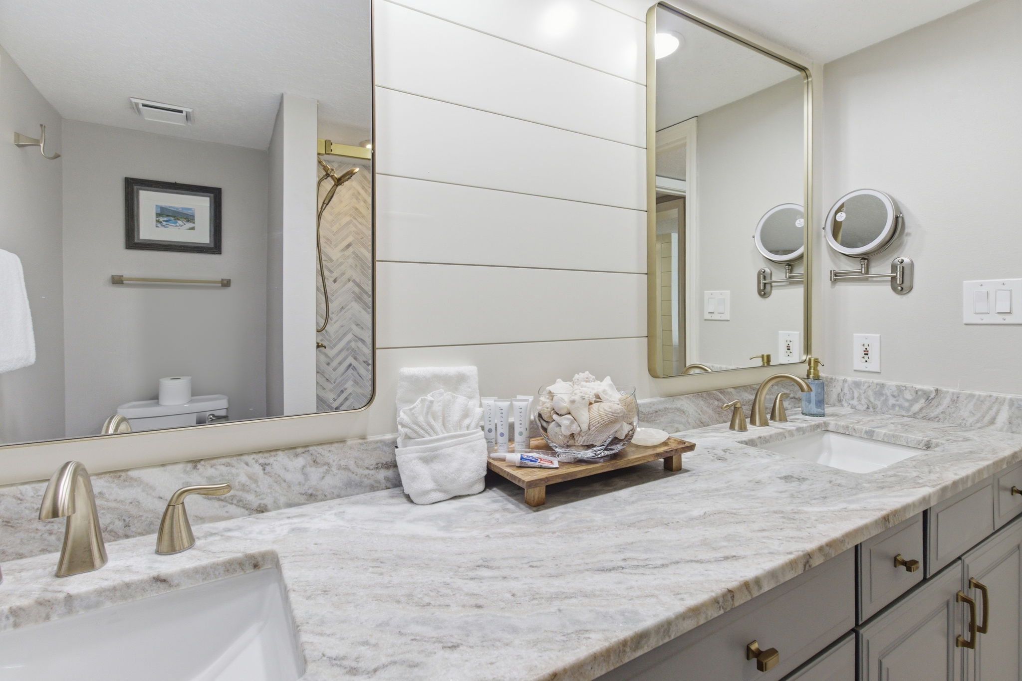 Primary bathroom with spacious double balcony