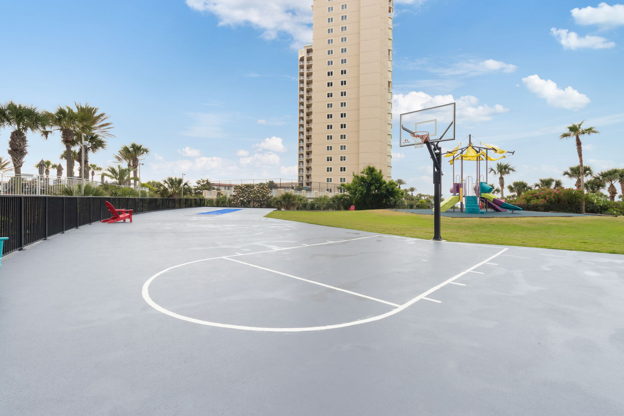 Basketball court and play area