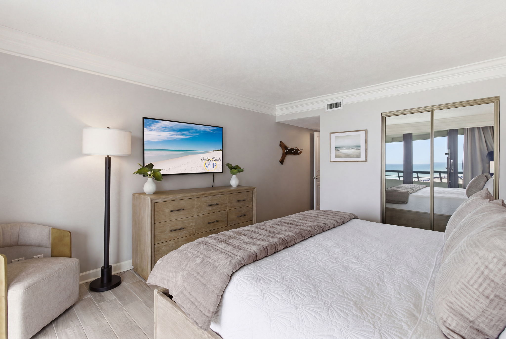 Balcony suite with large smart tv