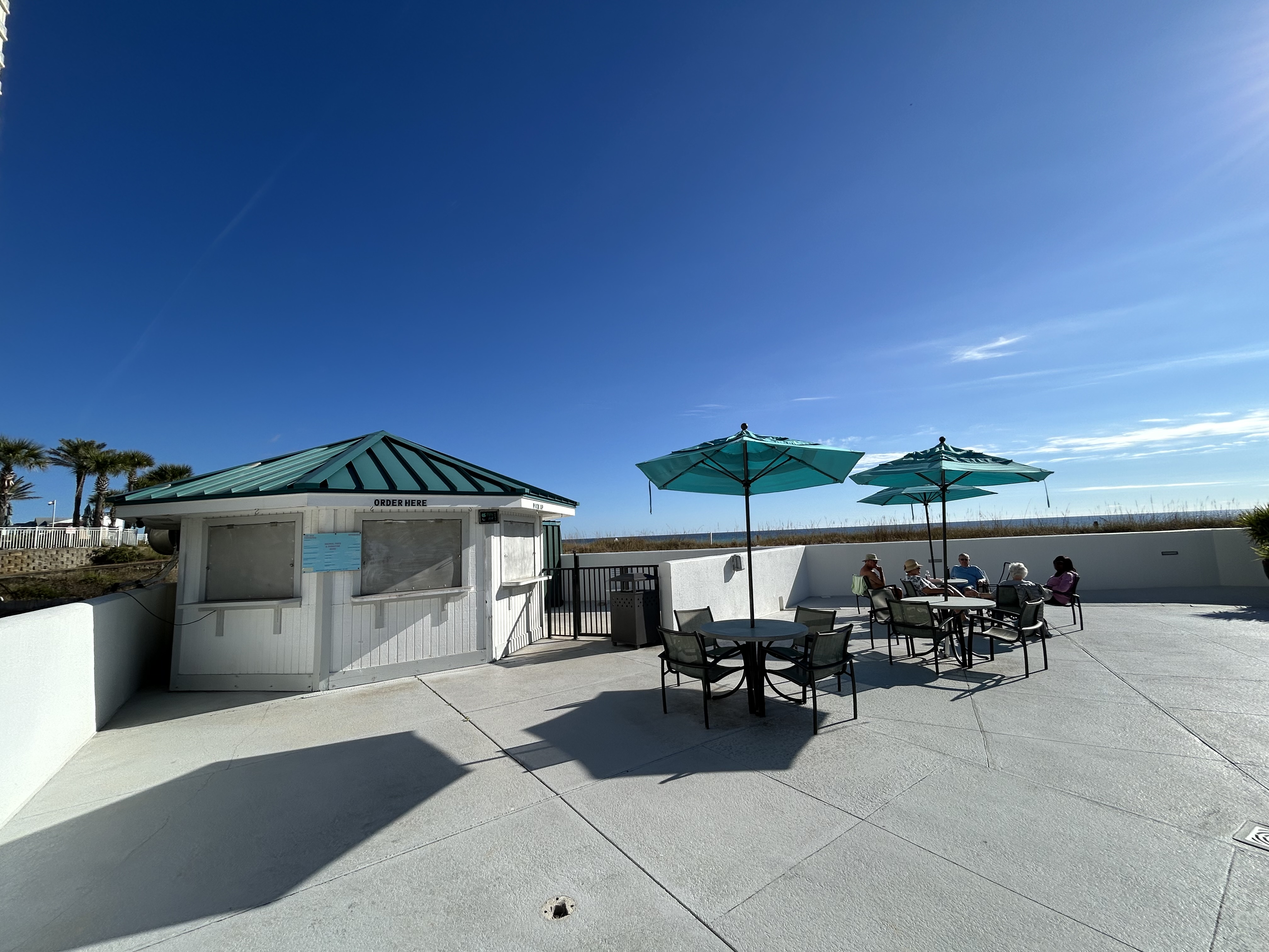 Poolside snack bar and tables