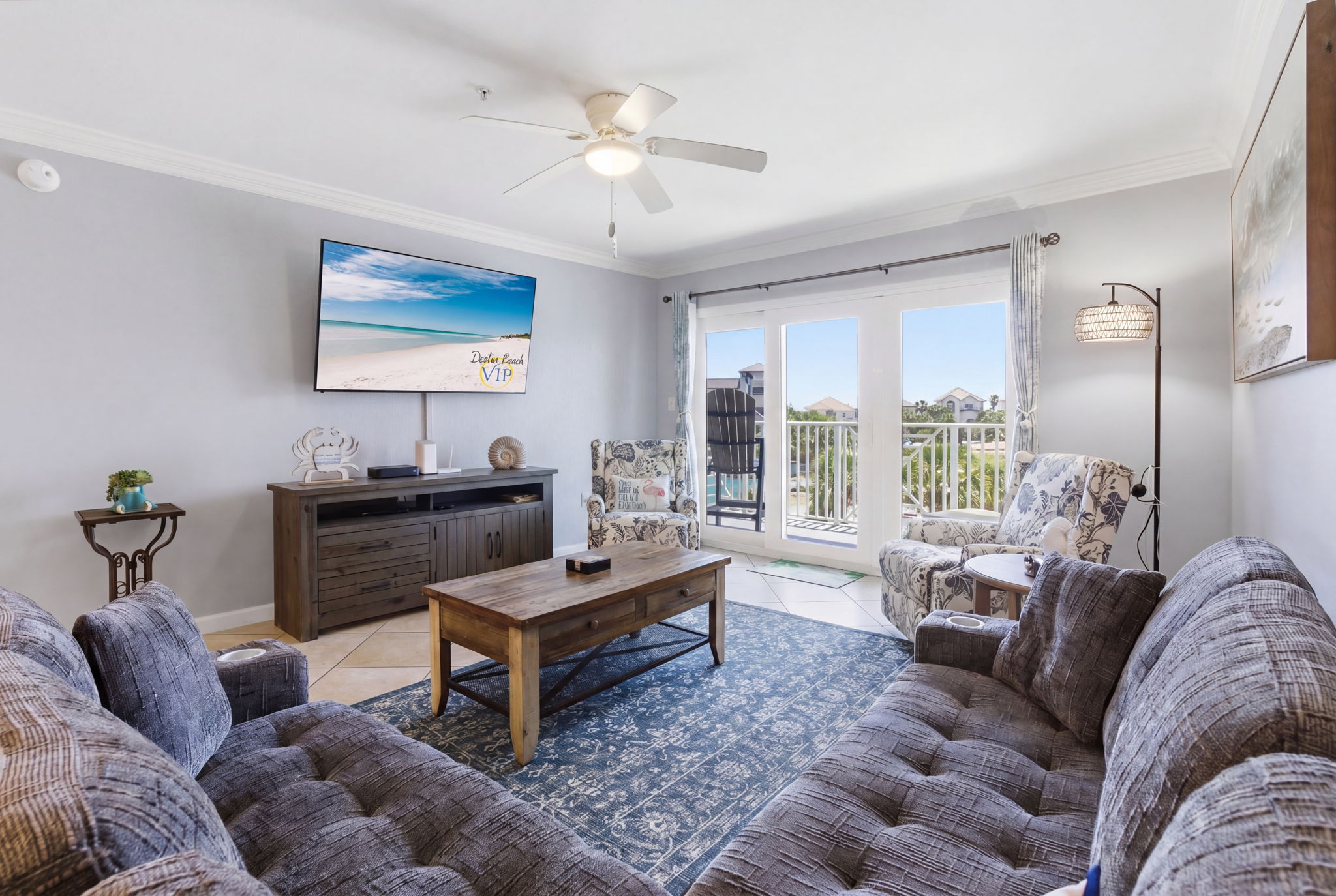 Comfortable living room with sleeper sofa