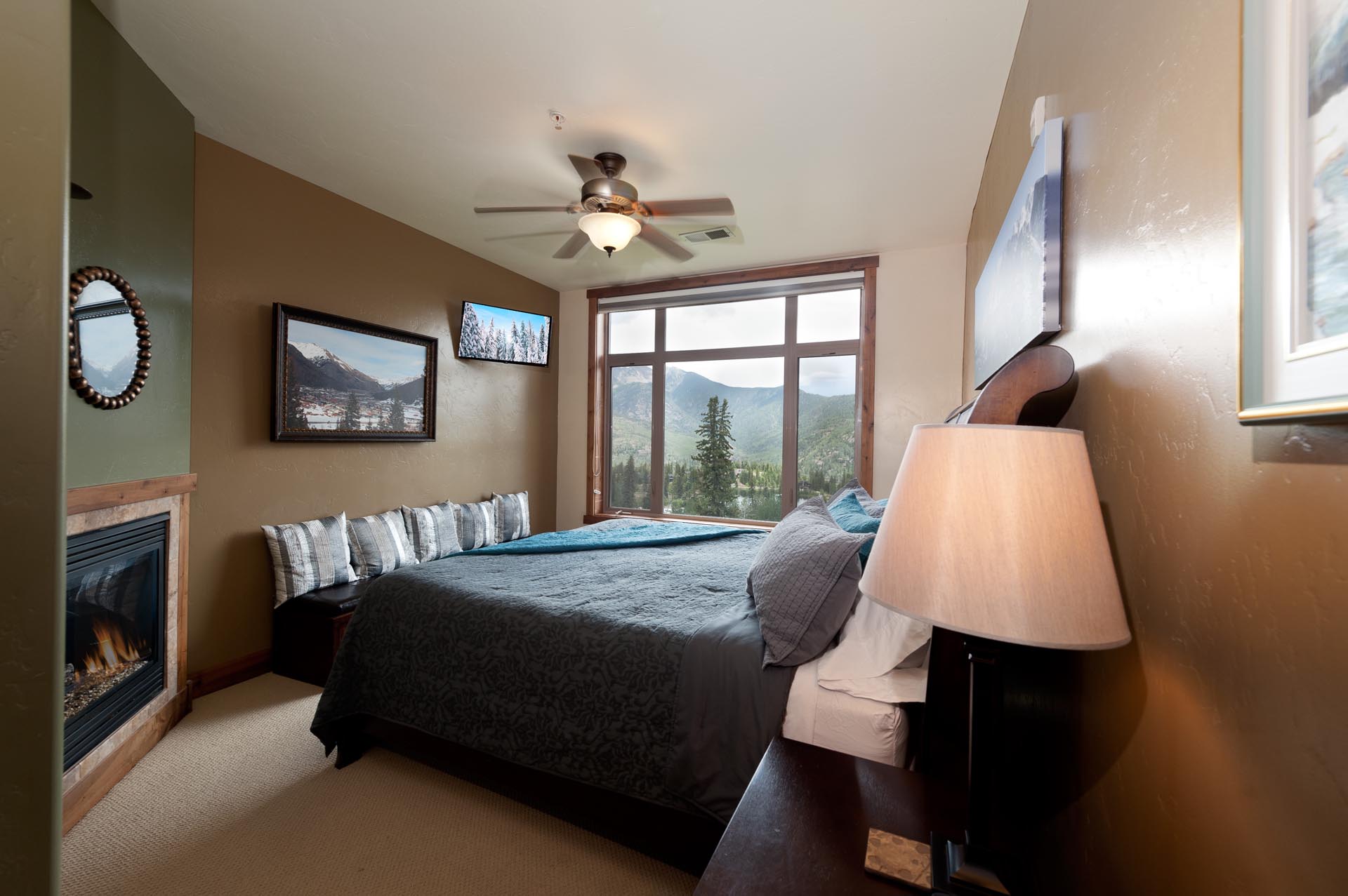 Master Bedroom - King, TV, Gas Fireplace, attached bathroom and views