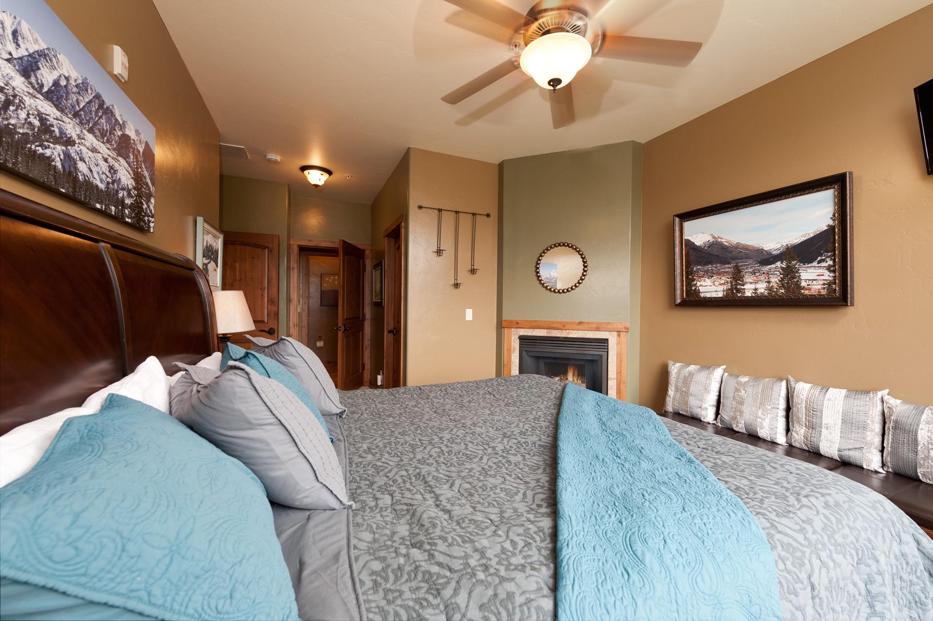 Master Bedroom - King, TV, Gas Fireplace, attached bathroom and views