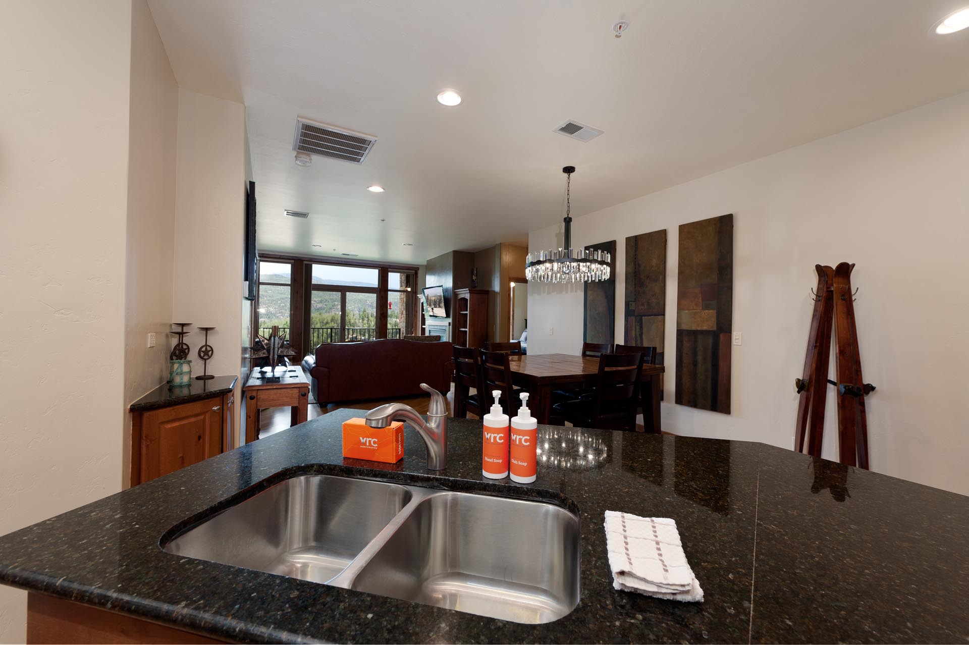 Kitchen overlook into Dining and Main Living Space