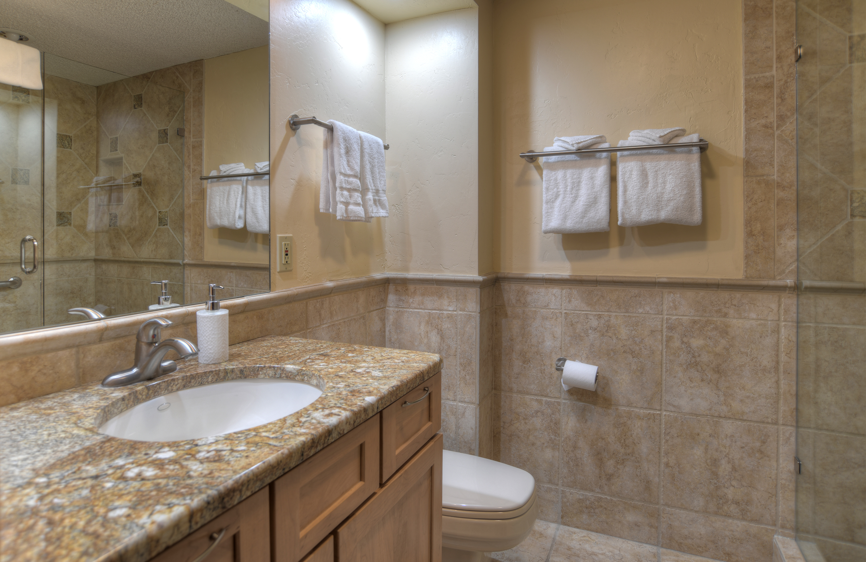 Spacious bathroom with walk in shower