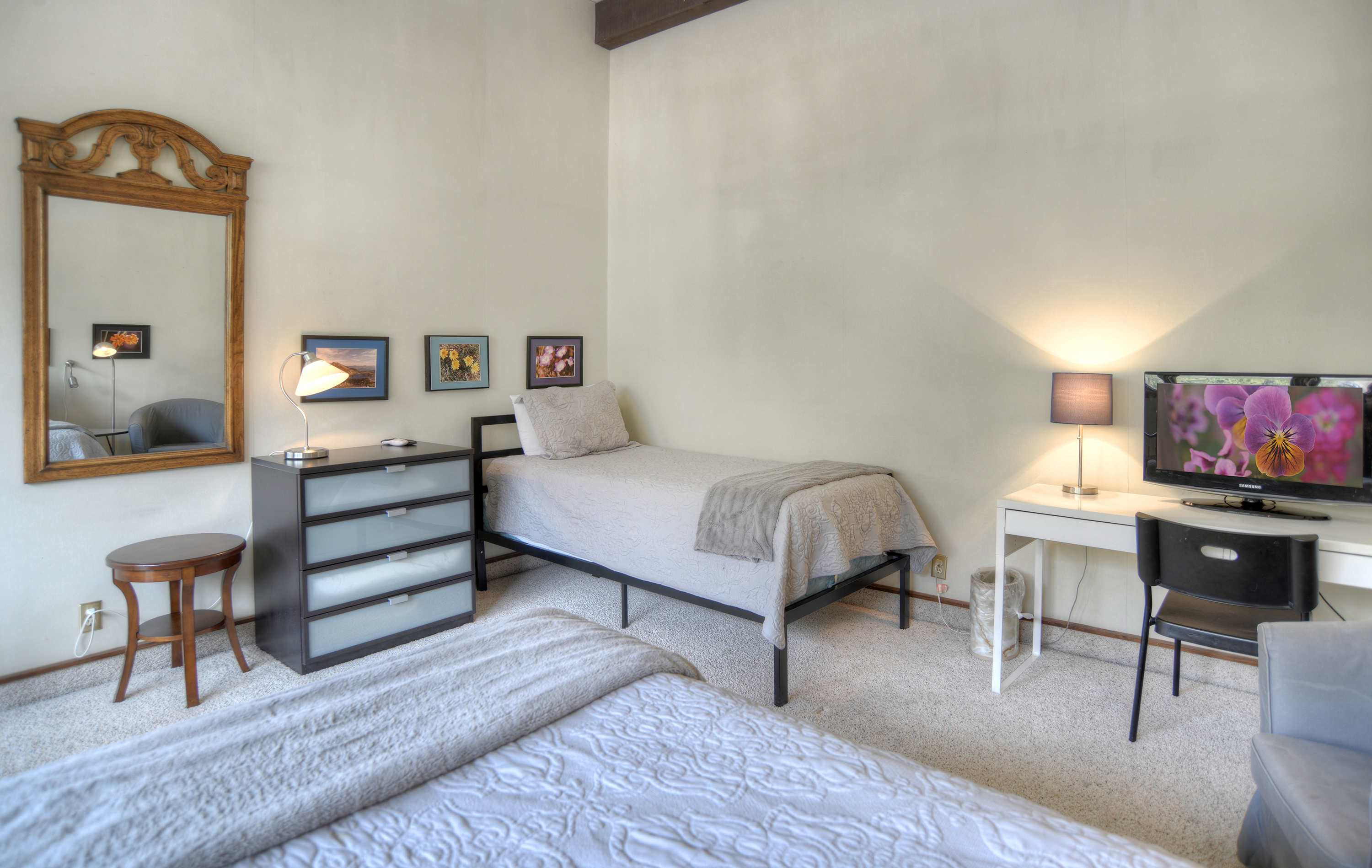 Two twin beds upstairs in the loft
