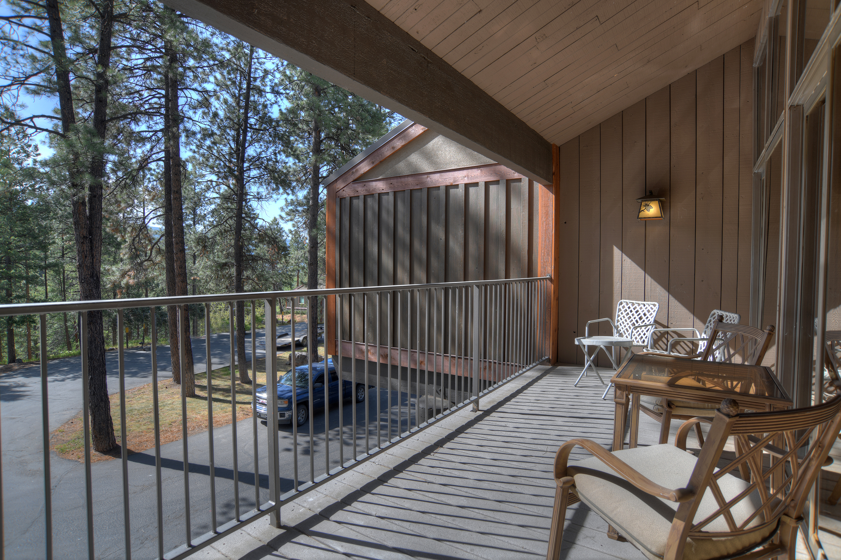 Enjoy morning coffee or evening conversations in the outdoor seating area on the balcony.
