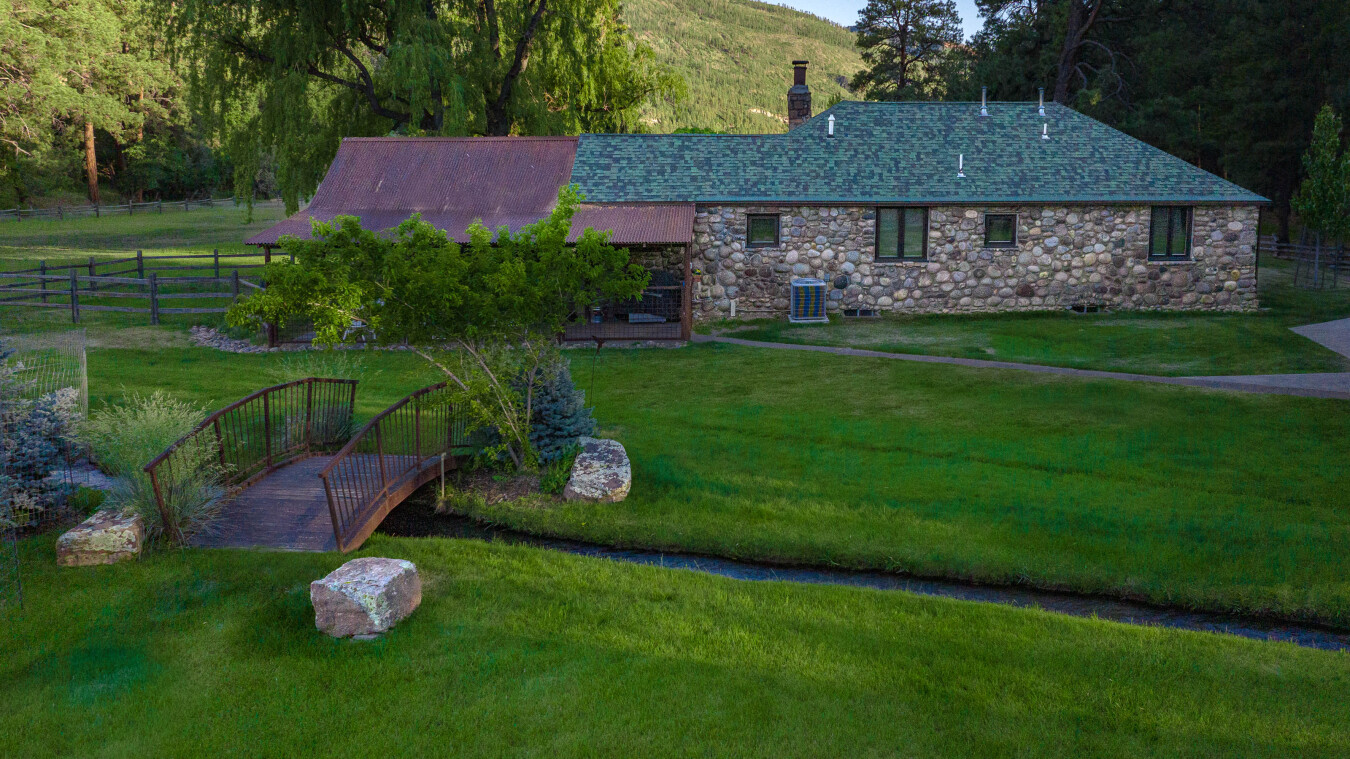Seasonal irrigation stream runs through the property