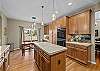 Kitchen island in gourmet kitchen