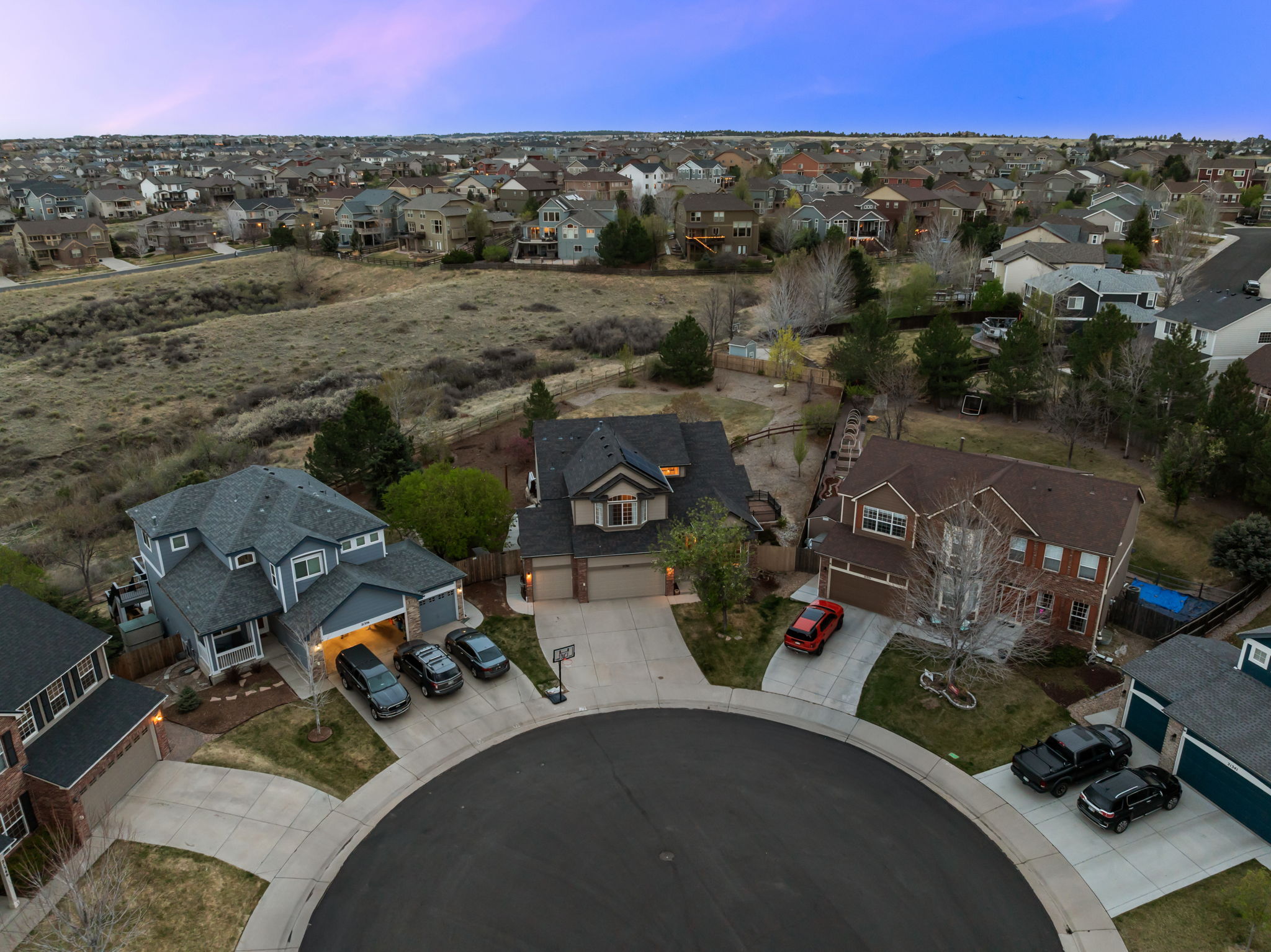Aerial view of cul de sac