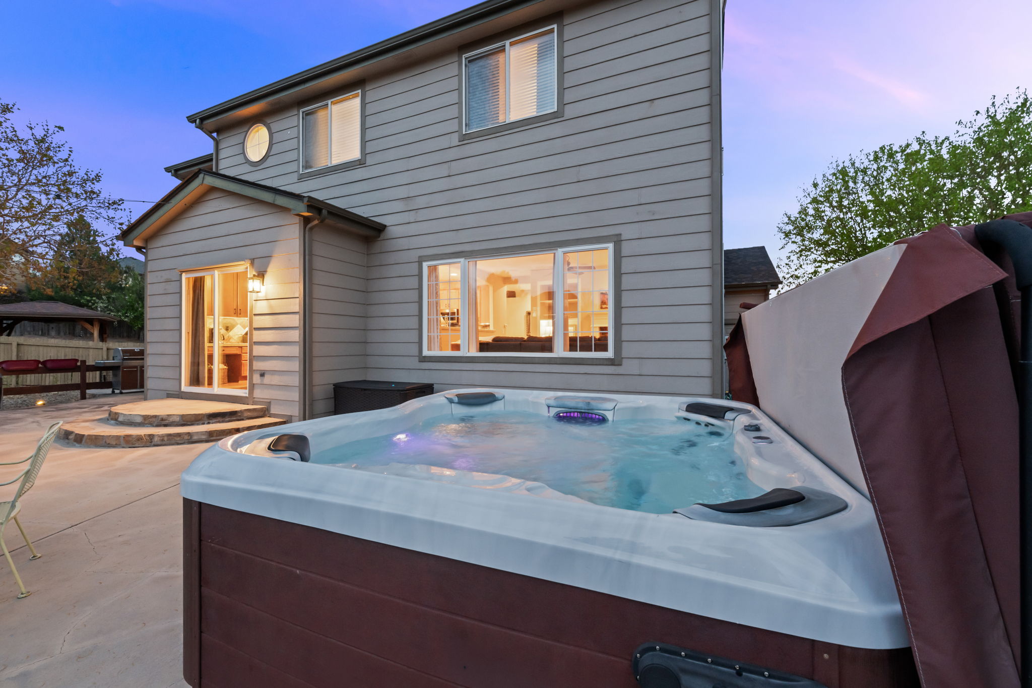 Hot tub back of house