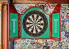 Dartboard in unfinished basement