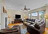 Family room with TV and fireplace