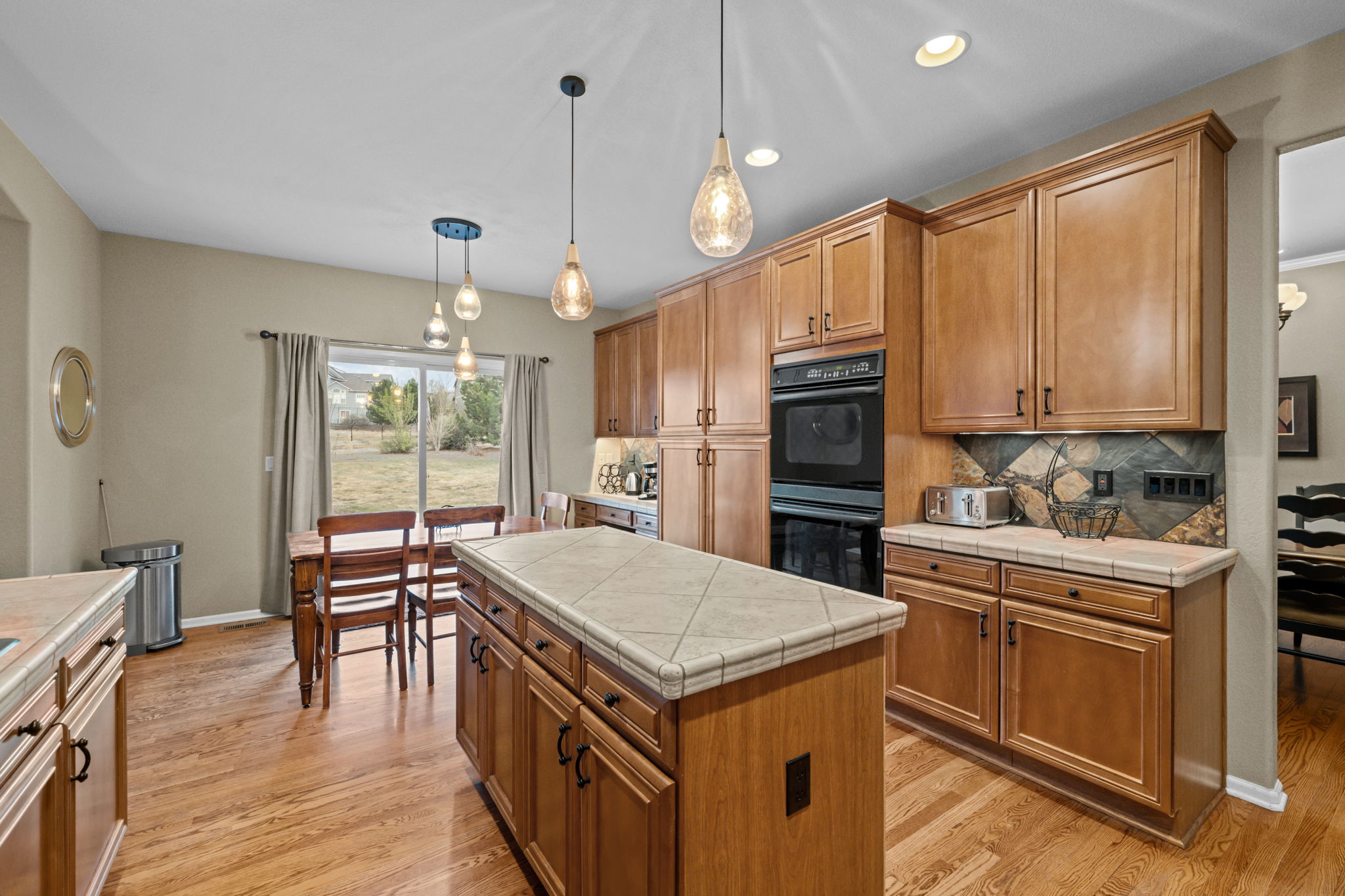 Kitchen island in gourmet kitchen