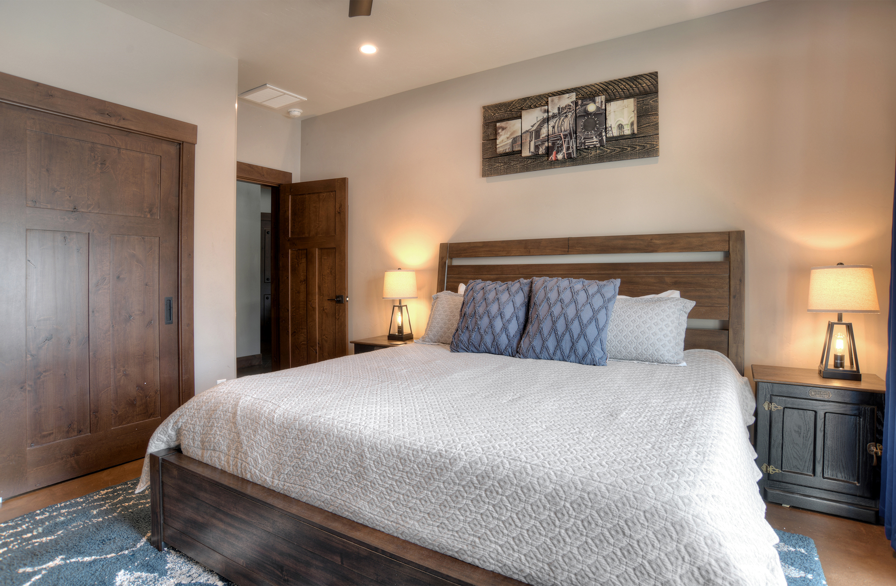 Master Bedroom - King, TV, attached bathroom and Deck access