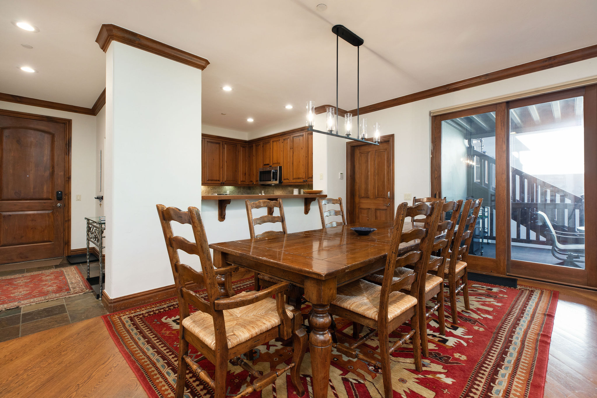 Dining table with seating for 8.