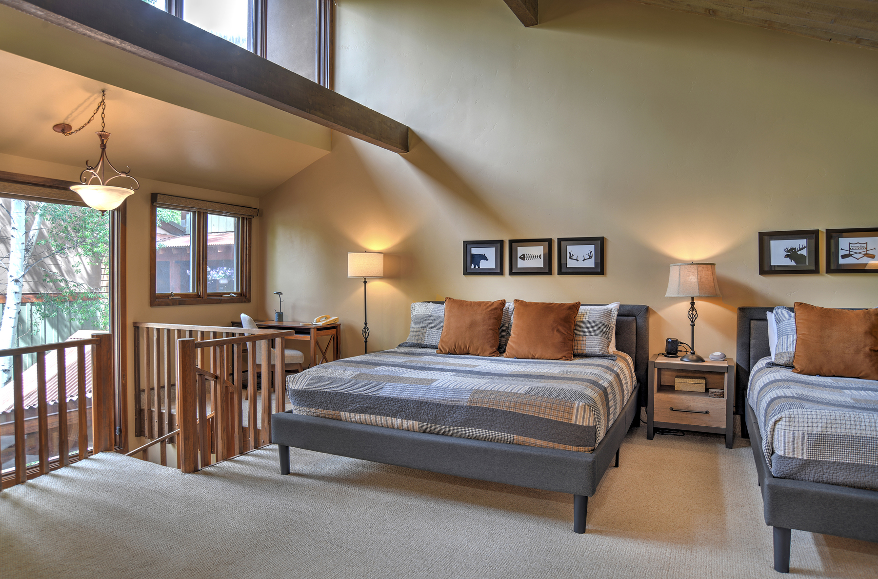 Loft bedroom with King and Queen bed, TV, full bath ensuite