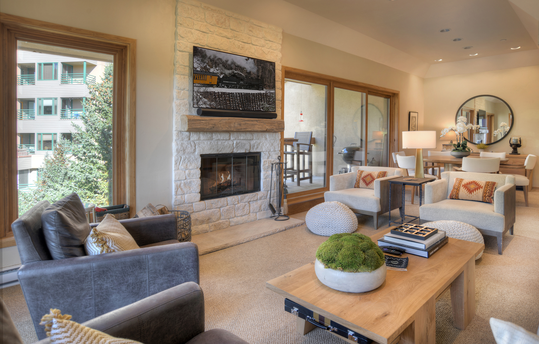 Living and Dining Spaces - Wood burning fireplace