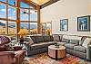 Living room with fireplace and smart TV
