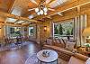 Living and dining area with views of the Rio Grande River