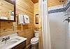 Lower level shower with walk-in shower