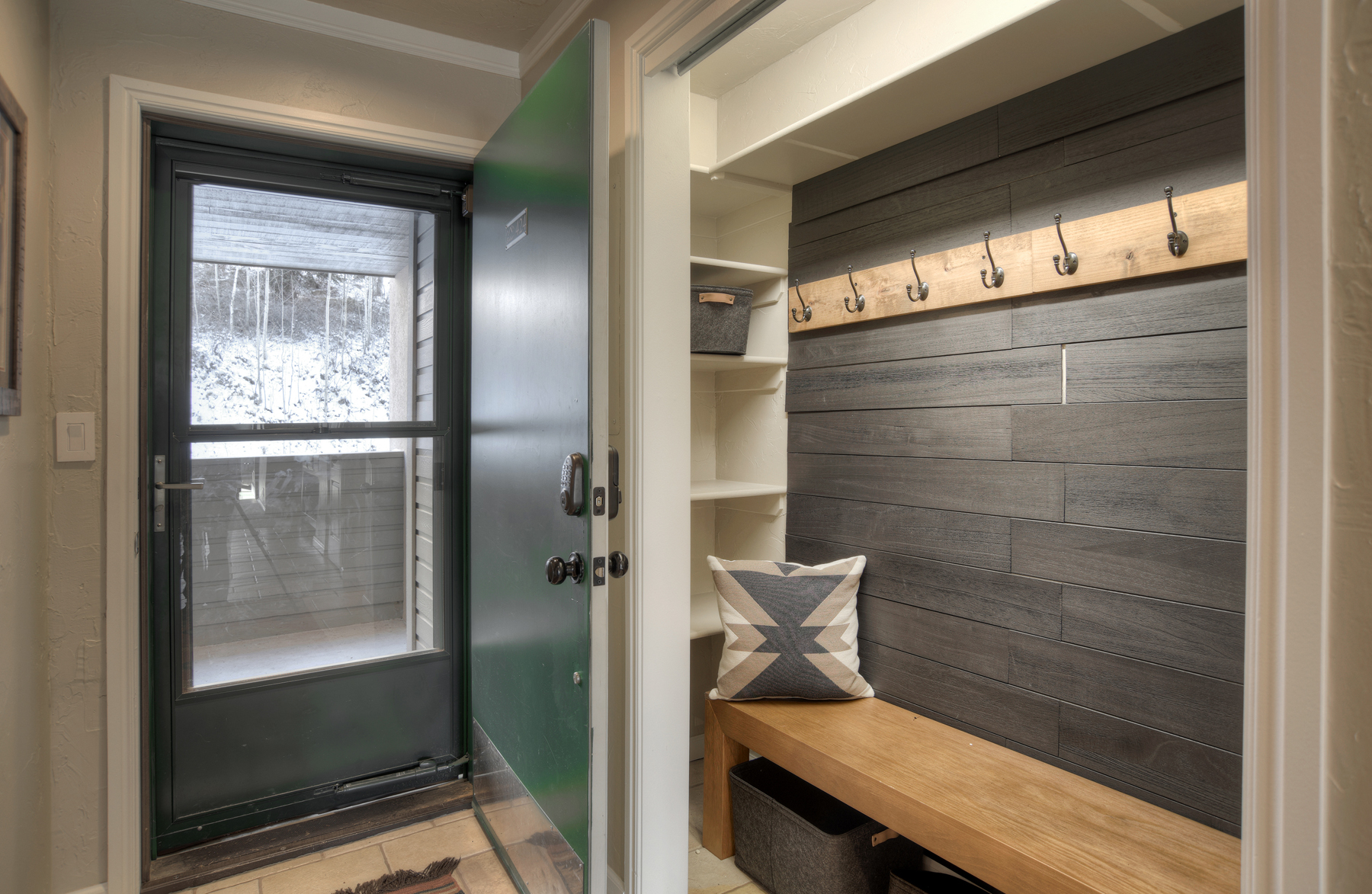 Front Entry - Storage and hooks for gear