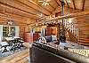 Two Story Log Cabin with Vaulted Ceilings and Fireplace